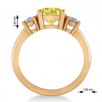 Round 3-Stone Yellow & White Diamond Engagement Ring 14k Rose Gold (2.50ct)