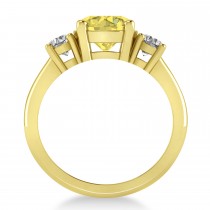 Round 3-Stone Yellow & White Diamond Engagement Ring 14k Yellow Gold (2.50ct)