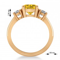 Round 3-Stone Yellow Sapphire & Diamond Engagement Ring 14k Rose Gold (2.50ct)