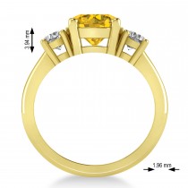 Round 3-Stone Yellow Sapphire & Diamond Engagement Ring 14k Yellow Gold (2.50ct)