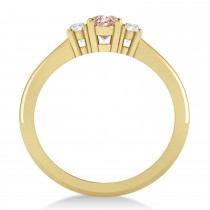 Small Oval Morganite & Diamond Three-Stone Engagement Ring 14k Yellow Gold (0.60ct)