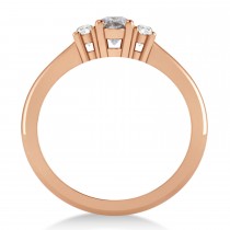 Small Oval Salt & Pepper & White Diamond Three-Stone Engagement Ring 14k Rose Gold (0.60ct)