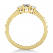 Small Oval Salt & Pepper & White Diamond Three-Stone Engagement Ring 14k Yellow Gold (0.60ct)