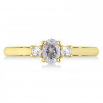 Small Oval Salt & Pepper & White Diamond Three-Stone Engagement Ring 14k Yellow Gold (0.60ct)