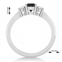 Oval Black & White Diamond Three-Stone Engagement Ring 14k White Gold (1.20ct)