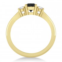 Oval Black & White Diamond Three-Stone Engagement Ring 14k Yellow Gold (1.20ct)
