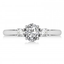 Oval Lab Grown Diamond Three-Stone Engagement Ring 14k White Gold (1.20ct)