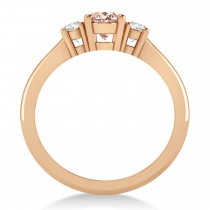 Oval Morganite & Diamond Three-Stone Engagement Ring 14k Rose Gold (1.20ct)