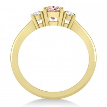 Oval Morganite & Diamond Three-Stone Engagement Ring 14k Yellow Gold (1.20ct)