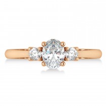 Oval Moissanite & Diamond Three-Stone Engagement Ring 14k Rose Gold (1.20ct)