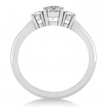 Oval Moissanite & Diamond Three-Stone Engagement Ring 14k White Gold (1.20ct)