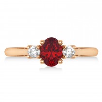 Oval Ruby & Diamond Three-Stone Engagement Ring 14k Rose Gold (1.20ct)