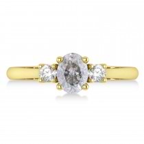 Oval Salt & Pepper & White Diamond Three-Stone Engagement Ring 14k Yellow Gold (1.20ct)