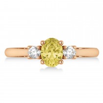Oval Yellow & White Diamond Three-Stone Engagement Ring 14k Rose Gold (1.20ct)
