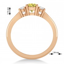 Oval Yellow & White Diamond Three-Stone Engagement Ring 14k Rose Gold (1.20ct)
