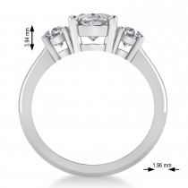 Oval & Round 3-Stone Diamond Engagement Ring 14k White Gold (3.00ct)