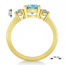 Oval & Round 3-Stone Blue Topaz & Diamond Engagement Ring 14k Yellow Gold (3.00ct)