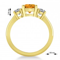 Oval & Round 3-Stone Citrine & Diamond Engagement Ring 14k Yellow Gold (3.00ct)