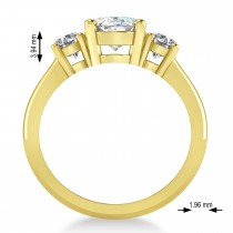 Oval & Round 3-Stone Moissanite & Diamond Engagement Ring 14k Yellow Gold (3.00ct)