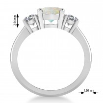 Oval & Round 3-Stone Opal & Diamond Engagement Ring 14k White Gold (3.00ct)