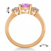 Oval & Round 3-Stone Pink Sapphire & Diamond Engagement Ring 14k Rose Gold (3.00ct)