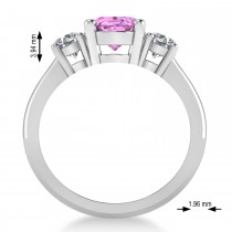 Oval & Round 3-Stone Pink Sapphire & Diamond Engagement Ring 14k White Gold (3.00ct)