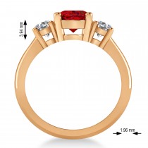 Oval & Round 3-Stone Ruby & Diamond Engagement Ring 14k Rose Gold (3.00ct)