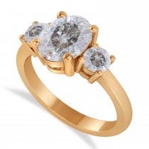 Oval & Round 3-Stone Salt & Pepper Diamond Engagement Ring 14k Rose Gold (3.00ct)