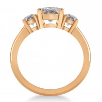 Oval & Round 3-Stone Salt & Pepper Diamond Engagement Ring 14k Rose Gold (3.00ct)
