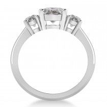 Oval & Round 3-Stone Salt & Pepper Diamond Engagement Ring 14k White Gold (3.00ct)