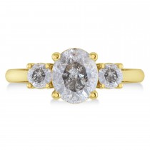 Oval & Round 3-Stone Salt & Pepper Diamond Engagement Ring 14k Yellow Gold (3.00ct)