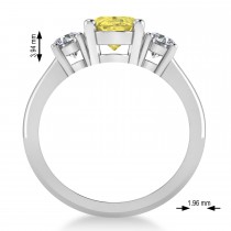 Oval & Round 3-Stone Yellow & White Diamond Engagement Ring 14k White Gold (3.00ct)