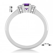 Emerald Amethyst & Diamond Three-Stone Engagement Ring 14k White Gold (0.60ct)