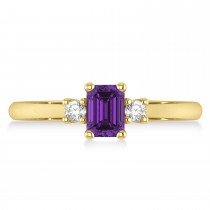 Emerald Amethyst & Diamond Three-Stone Engagement Ring 14k Yellow Gold (0.60ct)