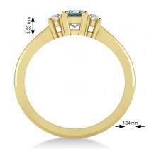 Emerald Aquamarine & Diamond Three-Stone Engagement Ring 14k Yellow Gold (0.60ct)