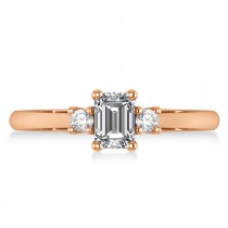 Emerald Lab Grown Diamond Three-Stone Engagement Ring 14k Rose Gold (0.60ct)