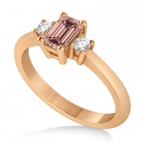 Emerald Morganite & Diamond Three-Stone Engagement Ring 14k Rose Gold (0.60ct)