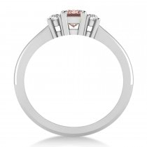 Emerald Morganite & Diamond Three-Stone Engagement Ring 14k White Gold (0.60ct)