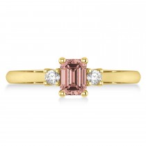 Emerald Morganite & Diamond Three-Stone Engagement Ring 14k Yellow Gold (0.60ct)