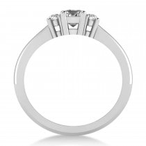 Emerald Moissanite & Diamond Three-Stone Engagement Ring 14k White Gold (0.60ct)