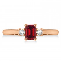 Emerald Ruby & Diamond Three-Stone Engagement Ring 14k Rose Gold (0.60ct)