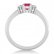 Emerald Ruby & Diamond Three-Stone Engagement Ring 14k White Gold (0.60ct)