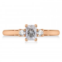 Emerald Salt & Pepper & White Diamond Three-Stone Engagement Ring 14k Rose Gold (0.60ct)