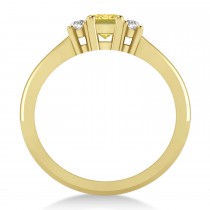 Emerald Yellow & White Diamond Three-Stone Engagement Ring 14k Yellow Gold (0.60ct)
