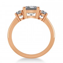 Emerald & Round 3-Stone Diamond Engagement Ring 14k Rose Gold (3.00ct)