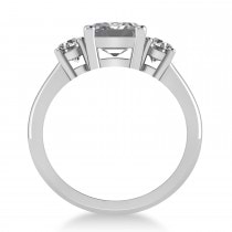 Emerald & Round 3-Stone Diamond Engagement Ring 14k White Gold (3.00ct)
