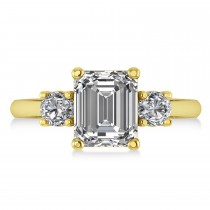 Emerald & Round 3-Stone Diamond Engagement Ring 14k Yellow Gold (3.00ct)