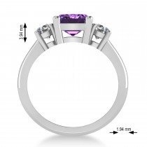 Emerald & Round 3-Stone Amethyst & Diamond Engagement Ring 14k White Gold (3.00ct)