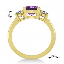 Emerald & Round 3-Stone Amethyst & Diamond Engagement Ring 14k Yellow Gold (3.00ct)