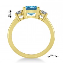 Emerald & Round 3-Stone Blue Topaz & Diamond Engagement Ring 14k Yellow Gold (3.00ct)